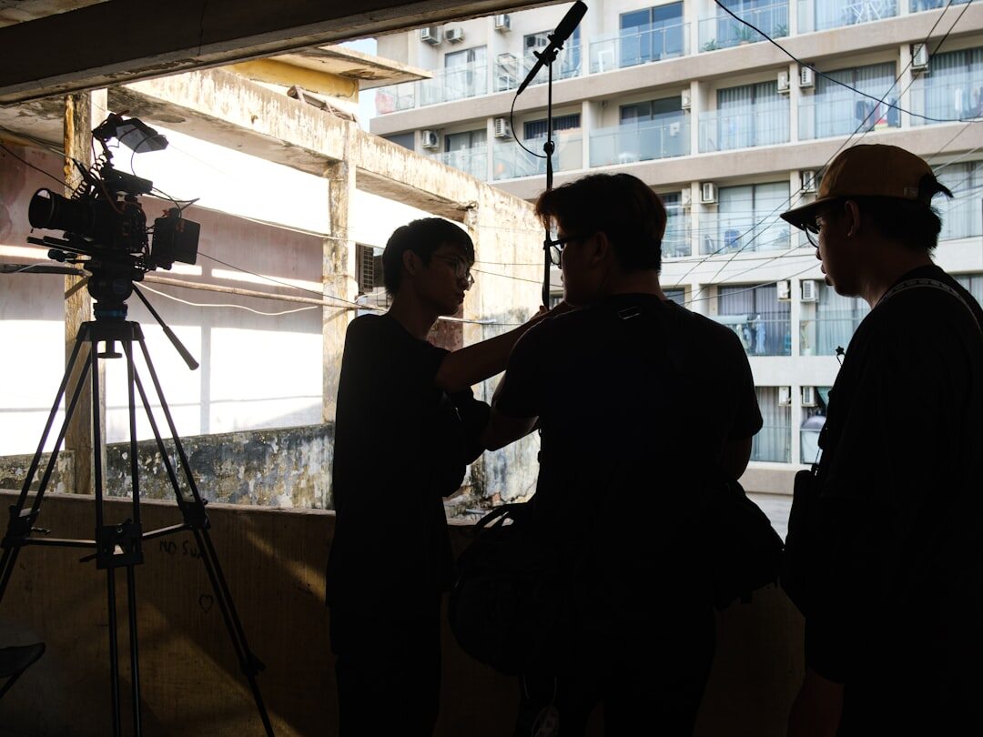 TV interview production with two people and camera crew