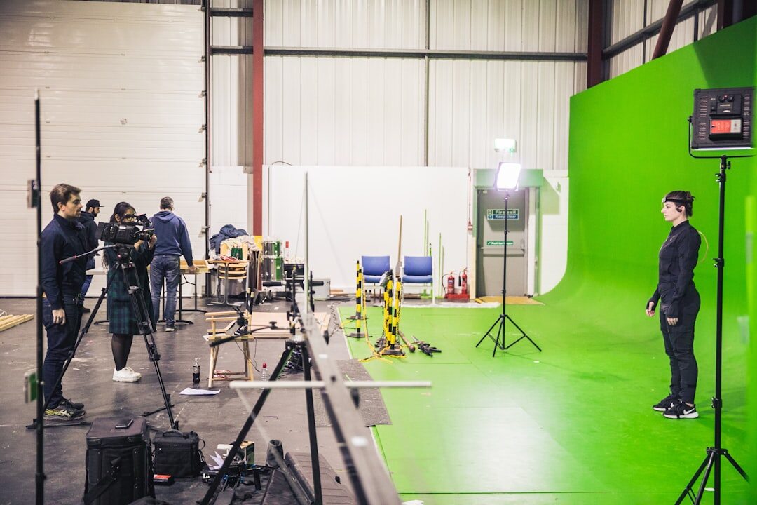 Modern broadcast training studio with equipment and lighting